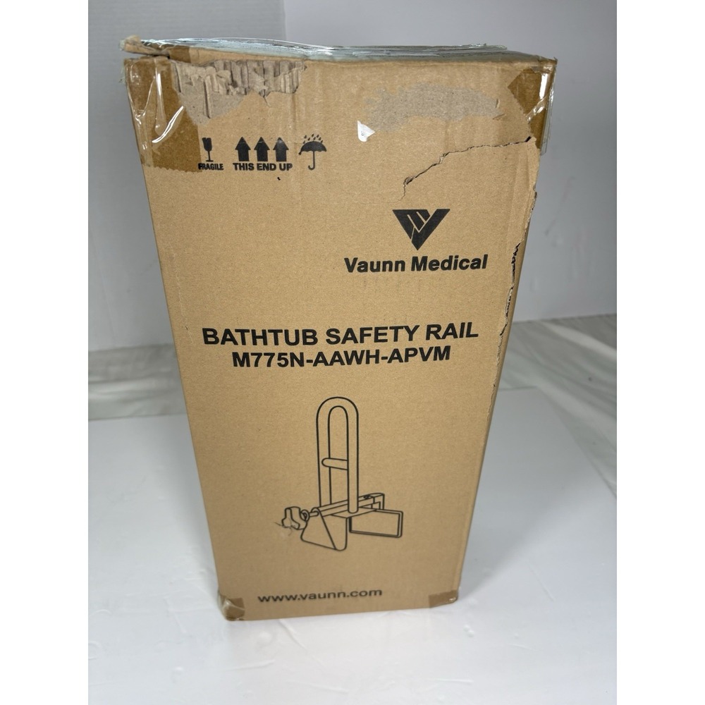 Vaunn Medical Bathtub Safety Rail M775N-AAWH-APVM Adjustable Grab Bar 300lb